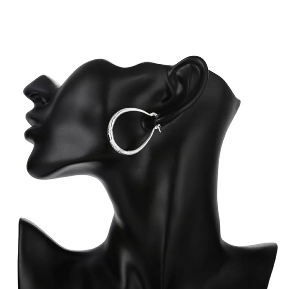 Silver Teardrop Hoops - Picture 5 of 7